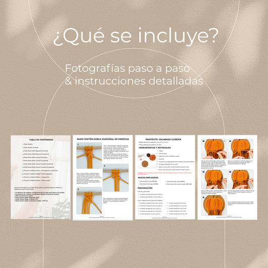 Mini Abóbora - Design Digital de Macramê em PDF com Guia de Nós