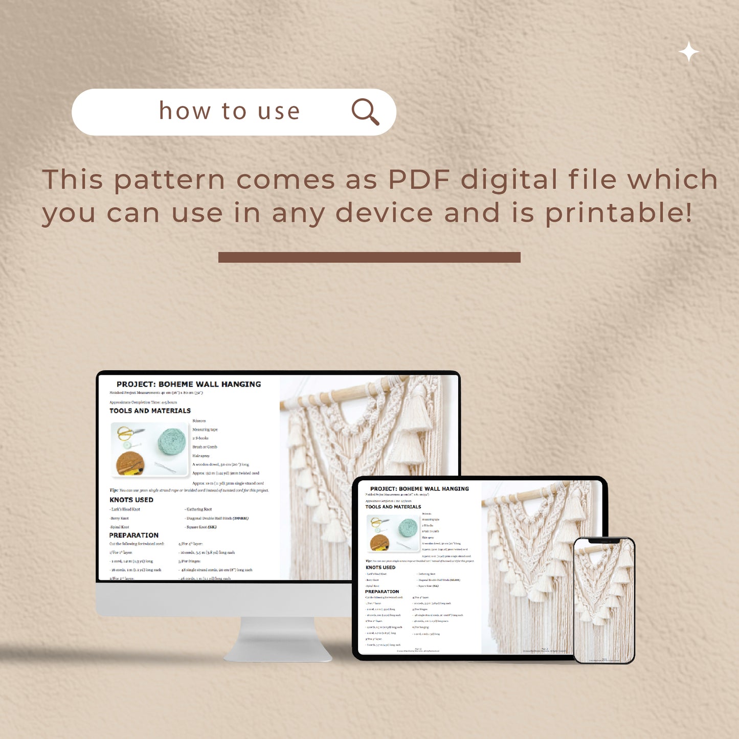 Boheme Wall Hanging- Digital PDF and Knot Guide