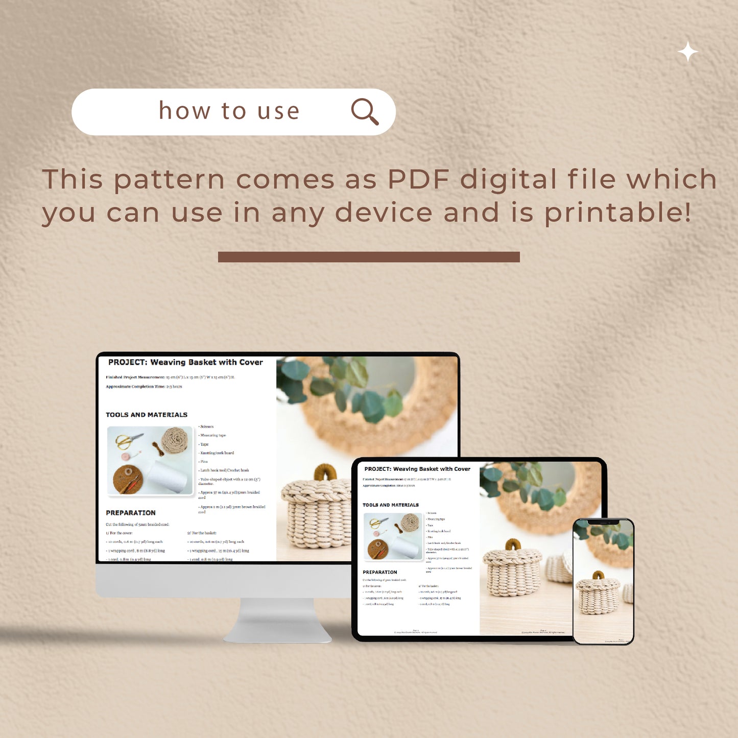 Weaving Basket with Cover - Digital PDF and Knot Guide