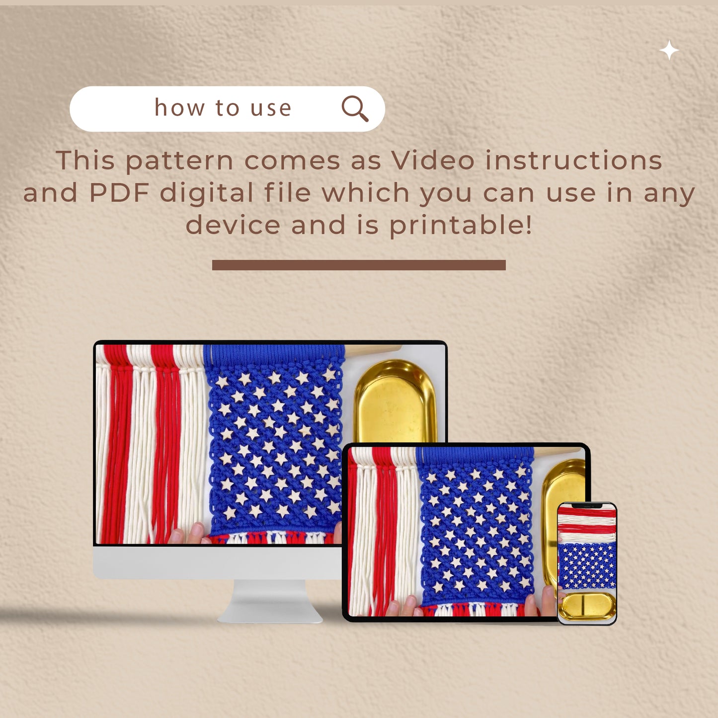 Macrame U.S.A Flag - Video Instructions and PDF Knot Guide