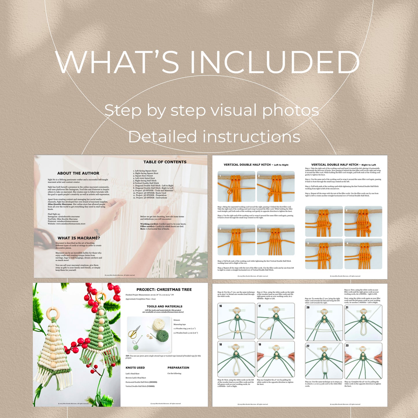 Macrame Christmas Bundle - 3 Digital PDFs and Knot Guides