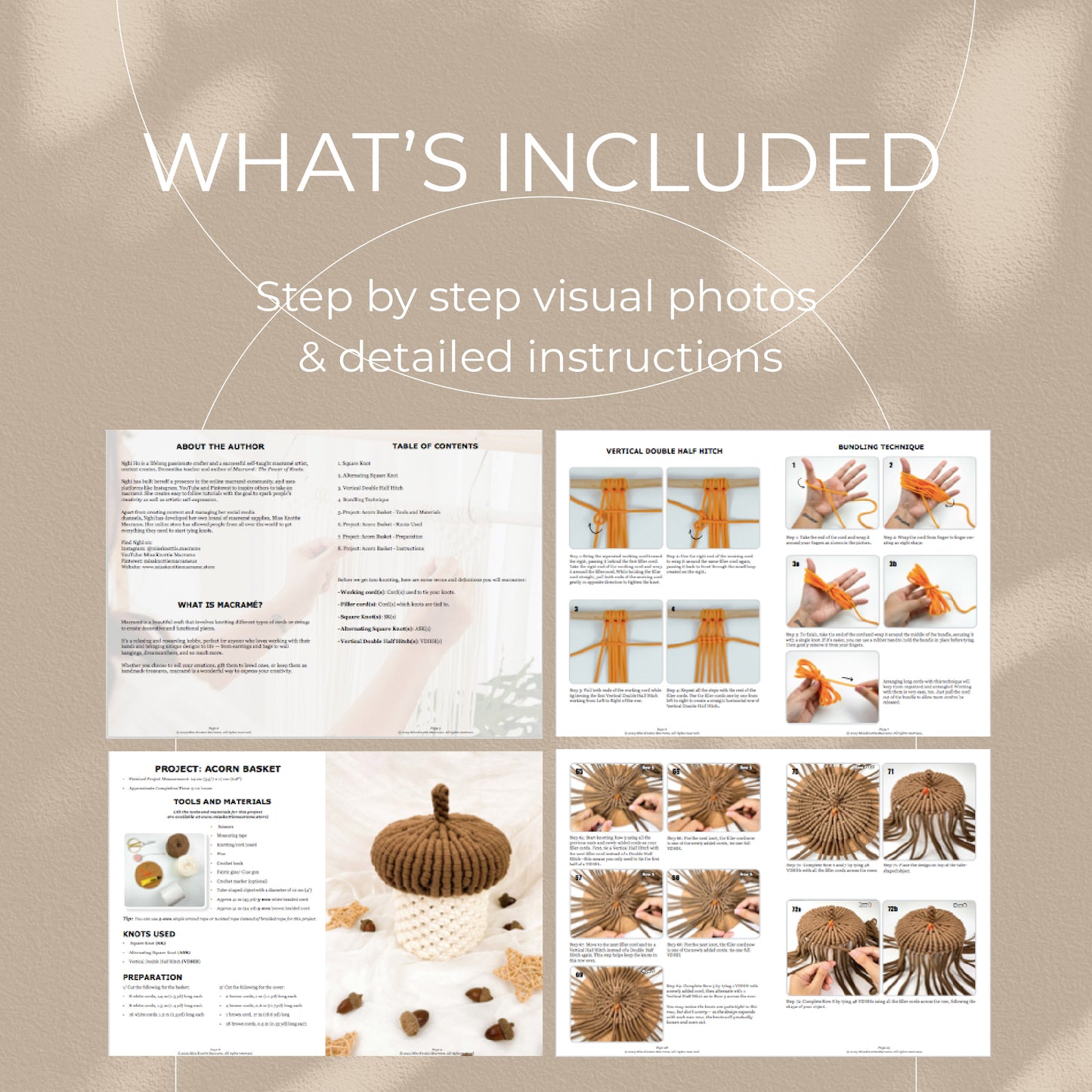 Macrame Acorn Basket - Digital PDF and Knot Guide