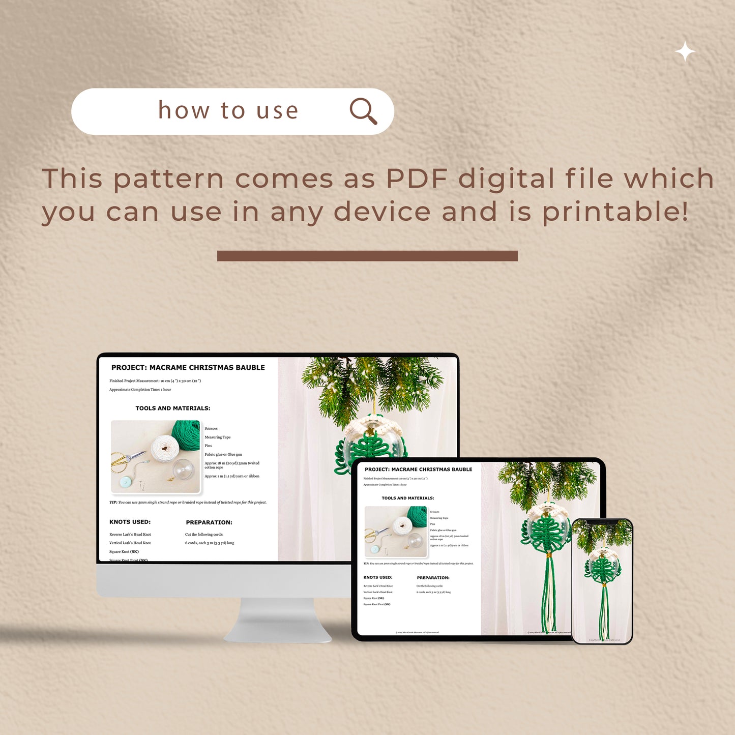 Weihnachtskugel - Digitales PDF und Knotenanleitung
