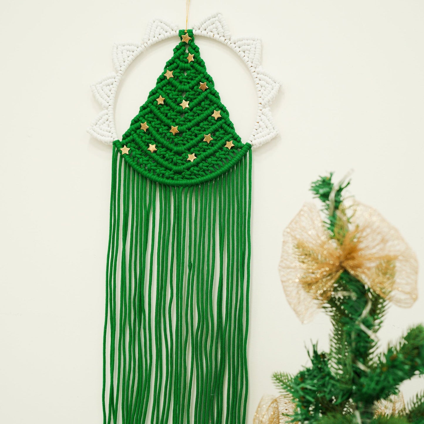 Arte mural con árbol de Navidad: guía de nudos y PDF digital