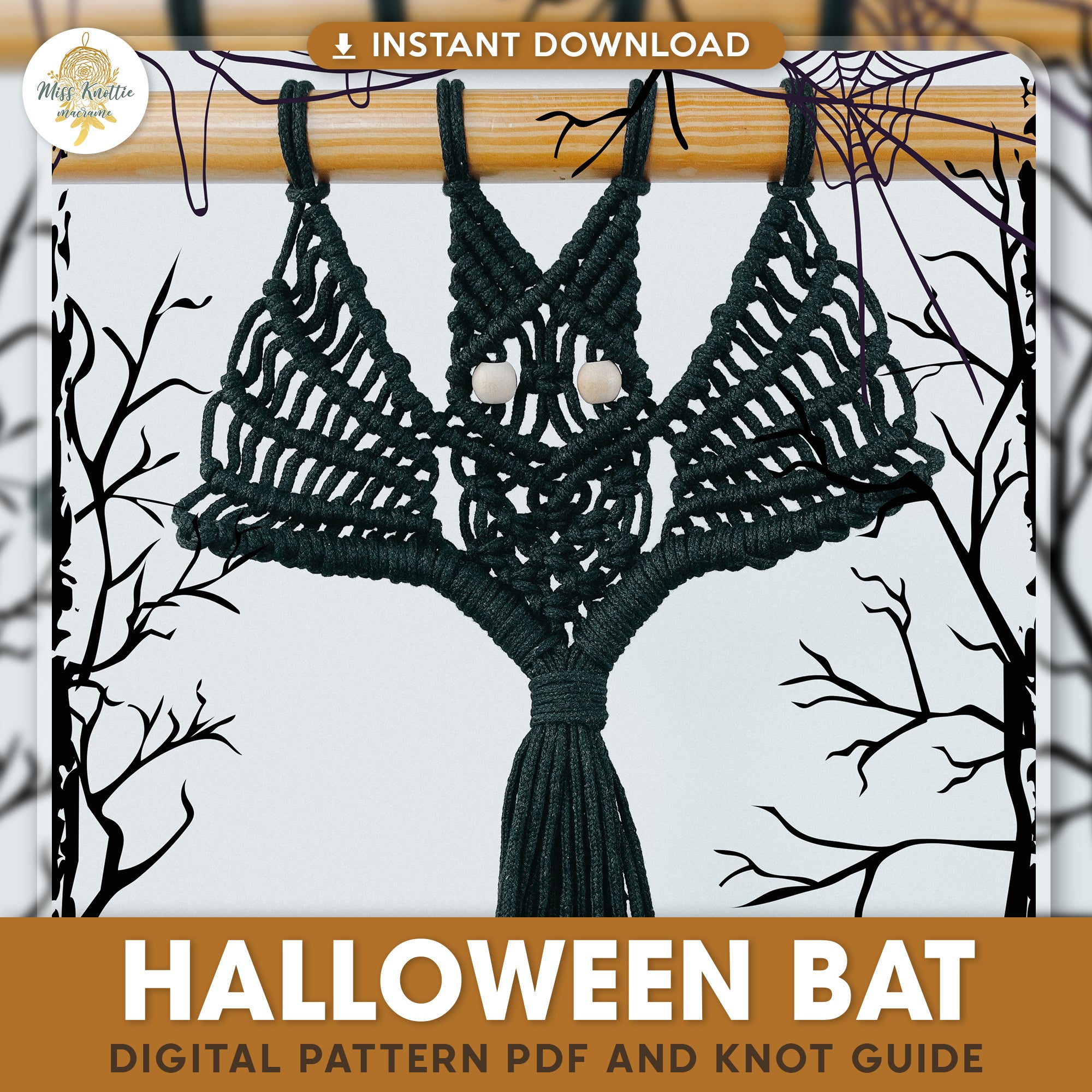 Halloween Bat - Digital Pattern PDF and Knot Guide