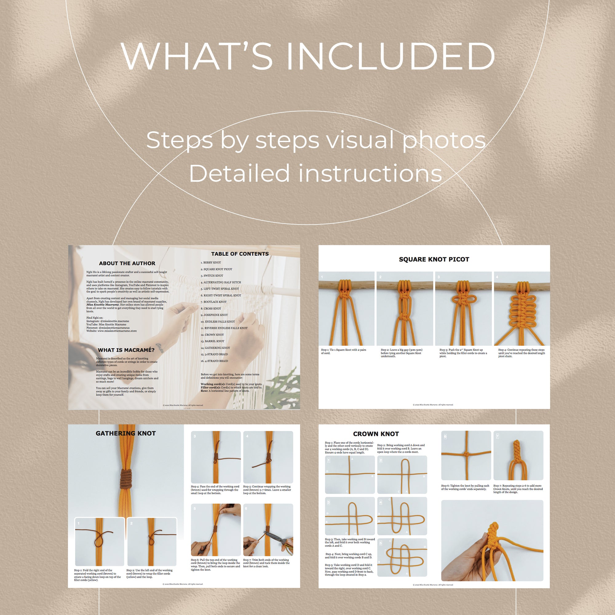 16 Macrame Decorative Knots - Digital PDF and Knot Guide