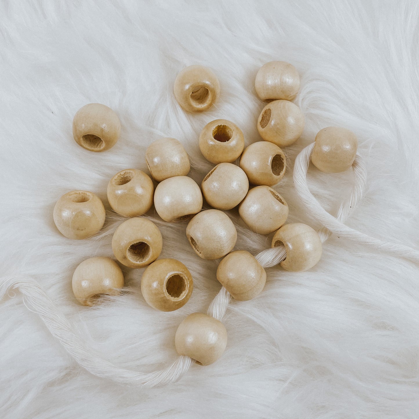 10Pcs - Round Wooden 20mm Large Hole Beads