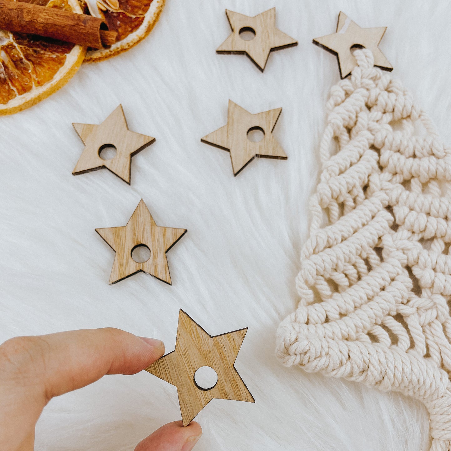 5pcs - Wooden Stars For Ornament/Macrame Mobile/Wall Hanging