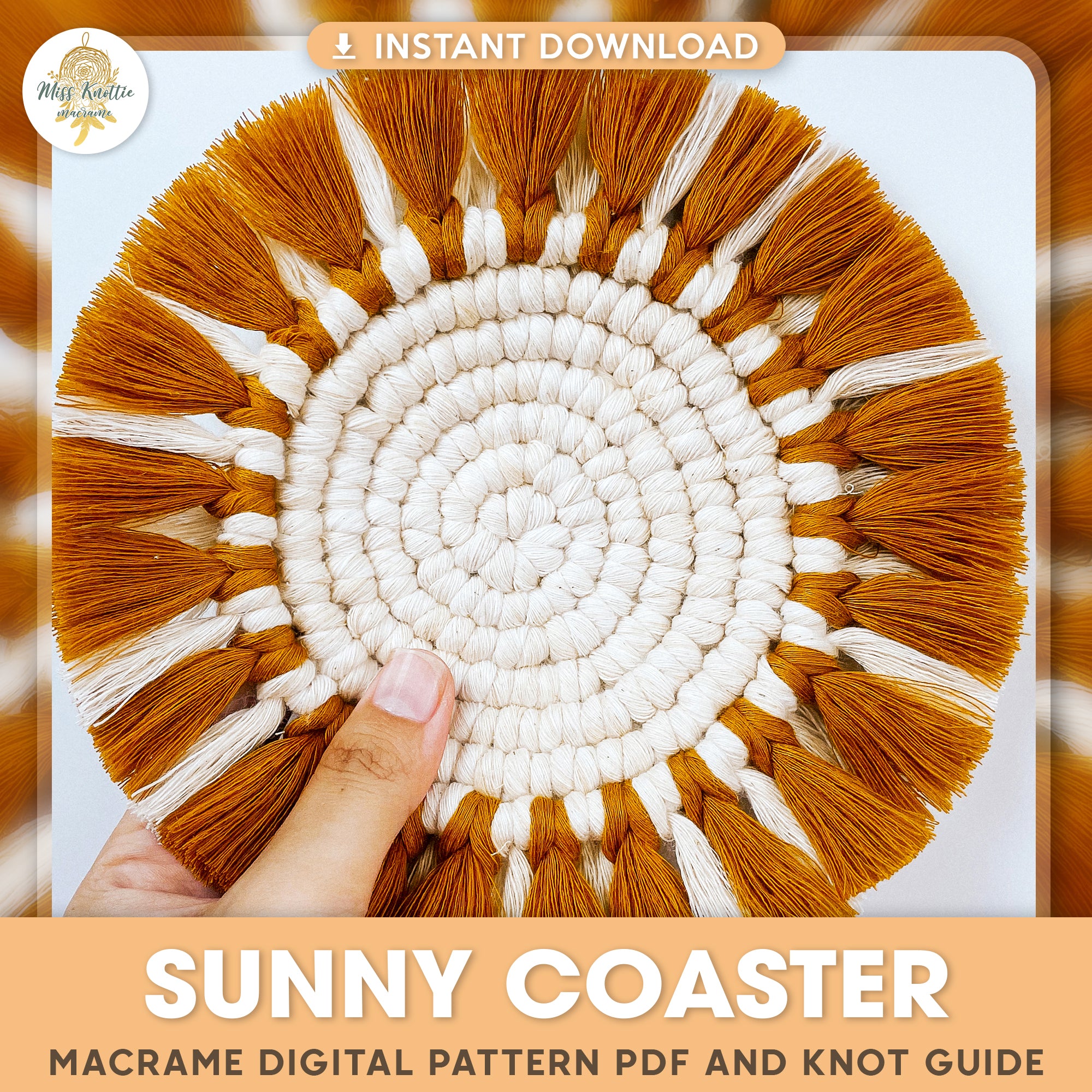 Sunny Circular Coaster Pattern - Digital PDF and Knot Guide