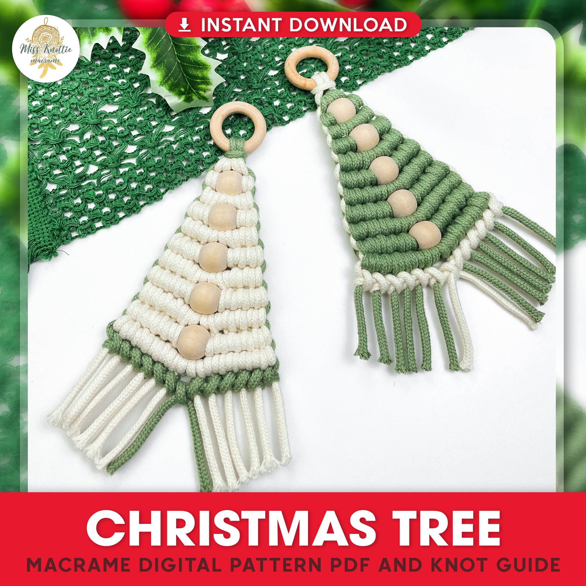 Macrameクリスマスツリー-デジタルPDFとノットガイド