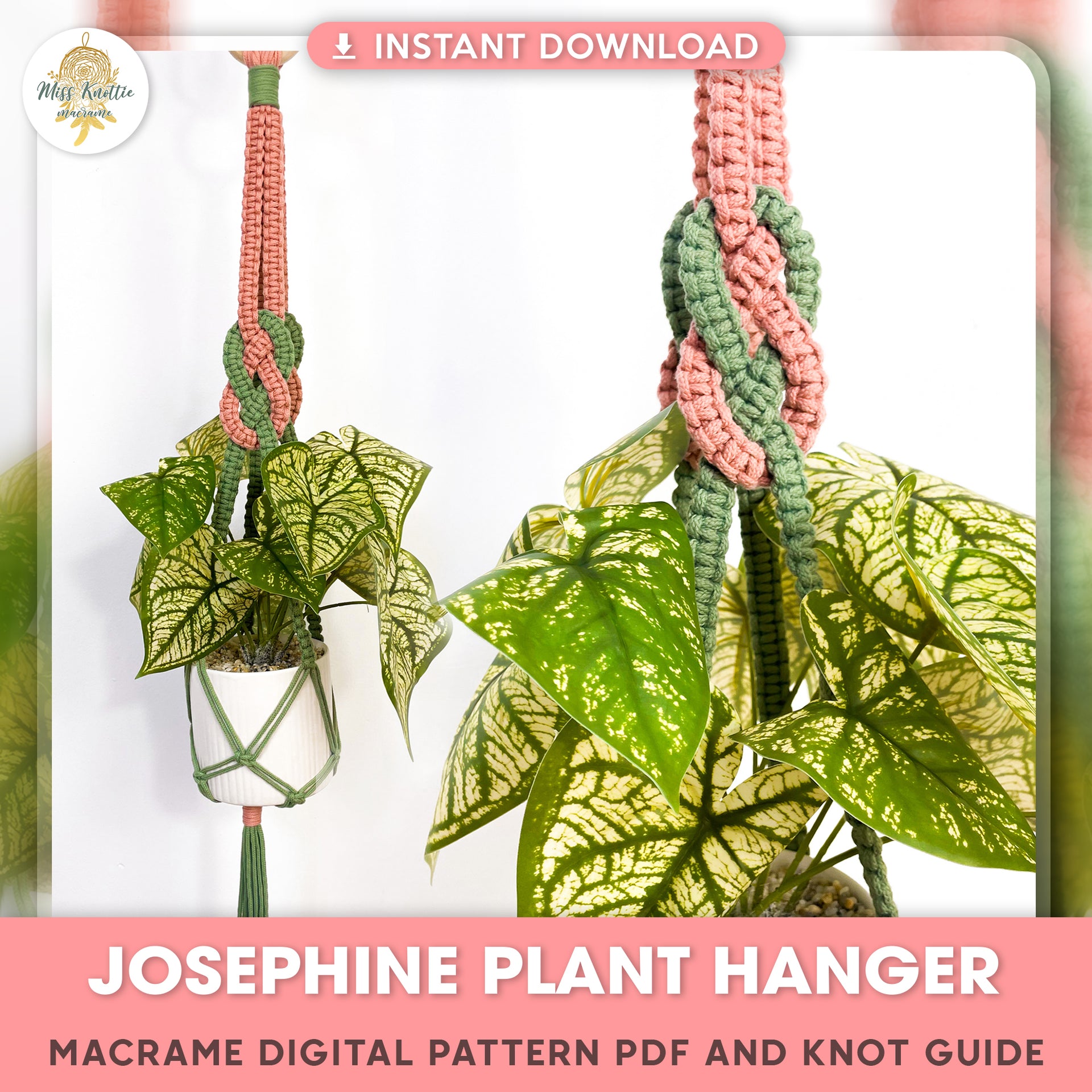 macrame plant hanger with josephine knot Josephine Plant Hanger