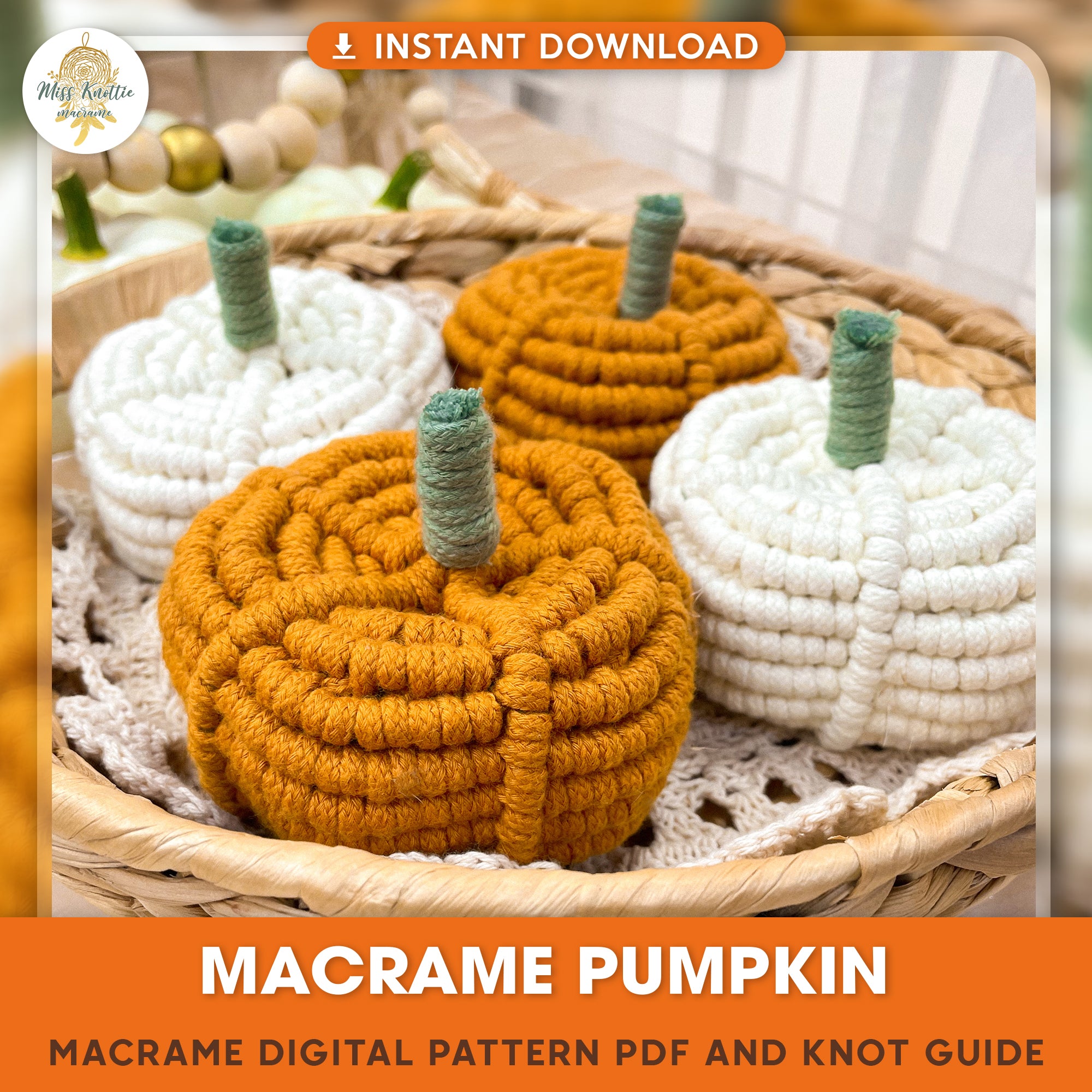 Macrame Pumpkin-デジタルPDFとノットガイド