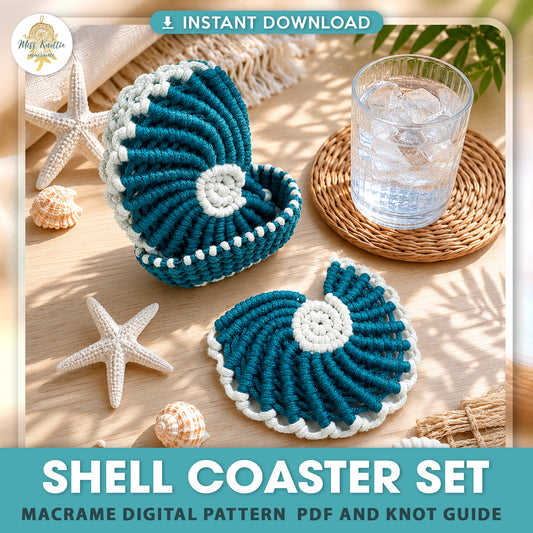 Macrame Shell Coaster Set - Digital PDF and Knot Guide
