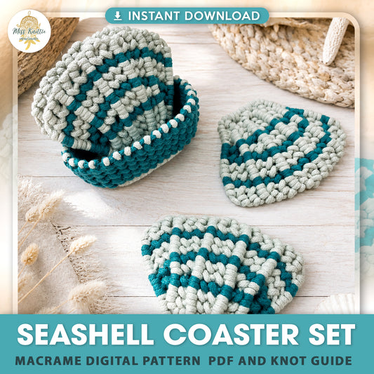 Macrame Seashell Coaster Set - Digital PDF and Knot Guide