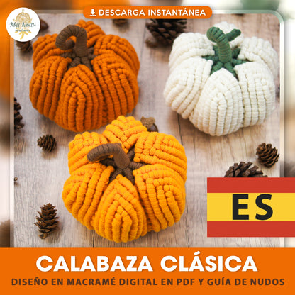 Mini Abóbora - Design Digital de Macramê em PDF com Guia de Nós