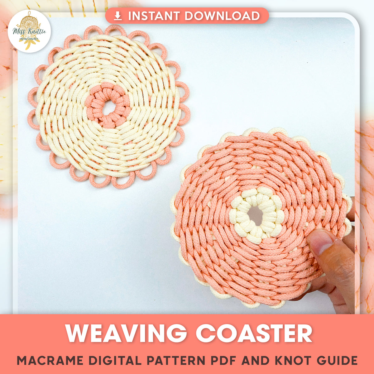 Weaving Coaster - Digital PDF and Knot Guide – Miss Knottie Macrame