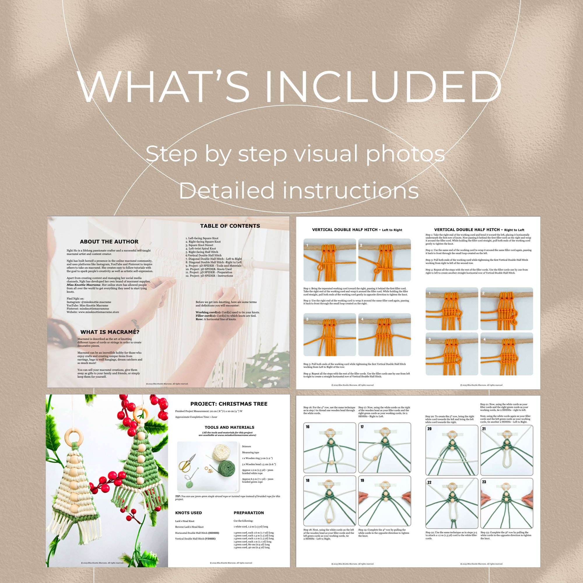 Árbol de Navidad de macrame-PDF digital y guía de nudo