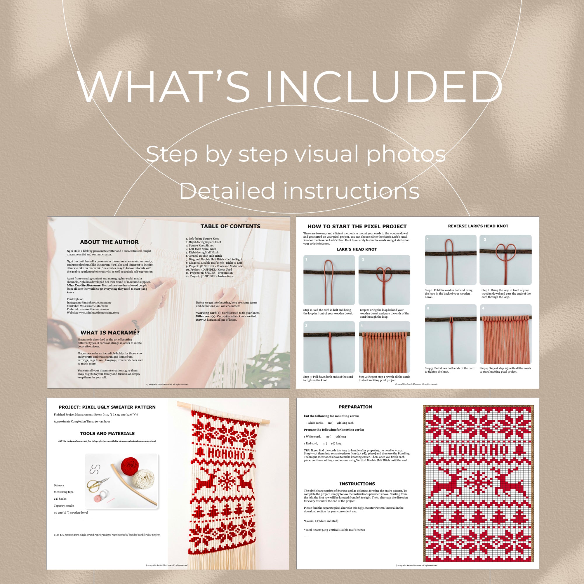 Weihnachts hässlicher Pullover Pixel muster-Digitale PDF-und Knauf anleitung