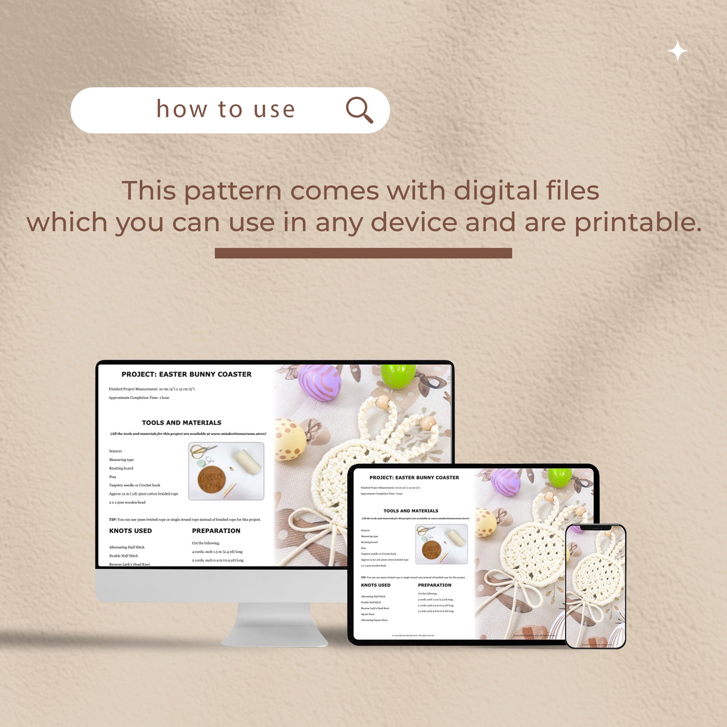 Macrame Easter Bundle - 3 Digital PDFs and Knot Guides