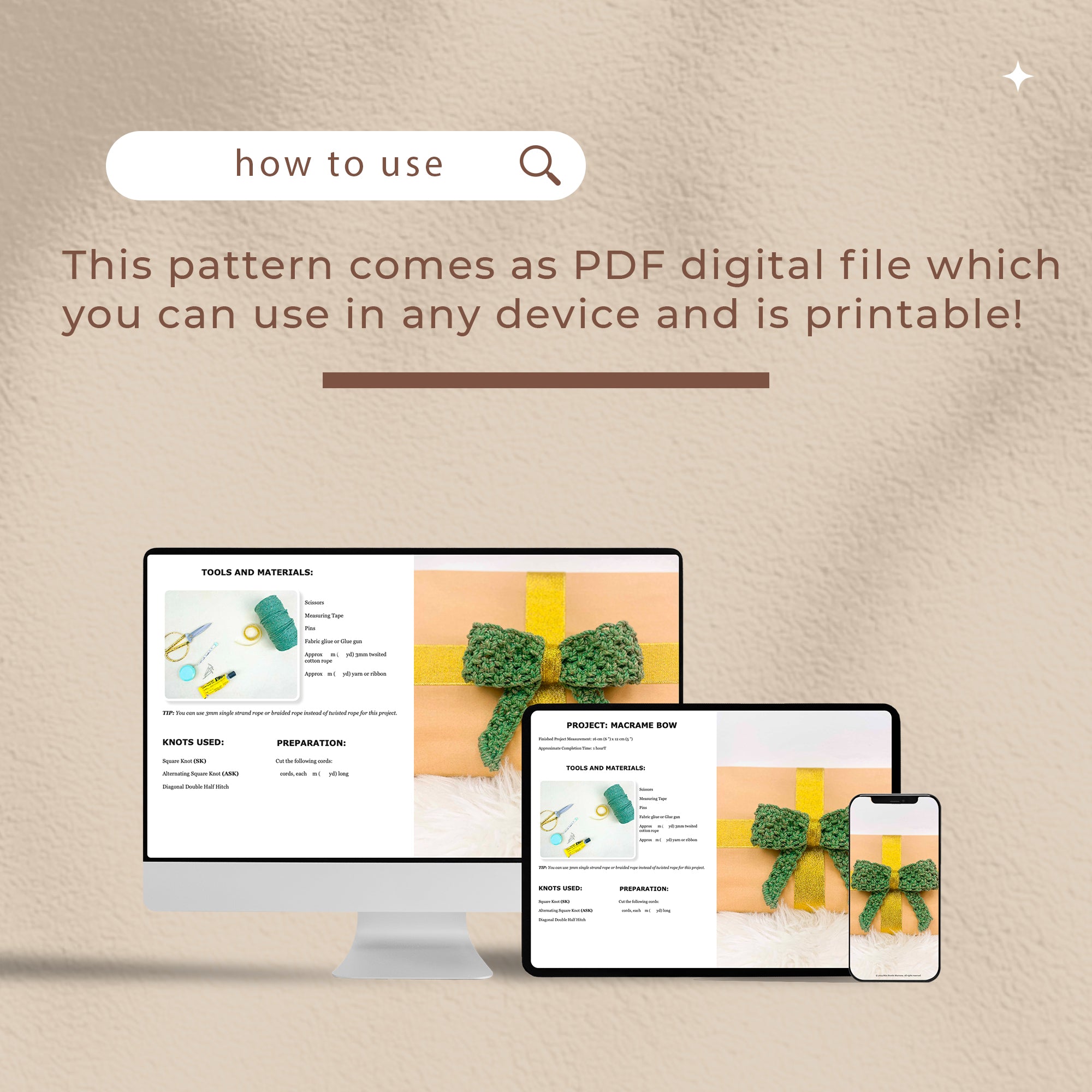 Macrame Bow - Digital PDF and Knot Guide