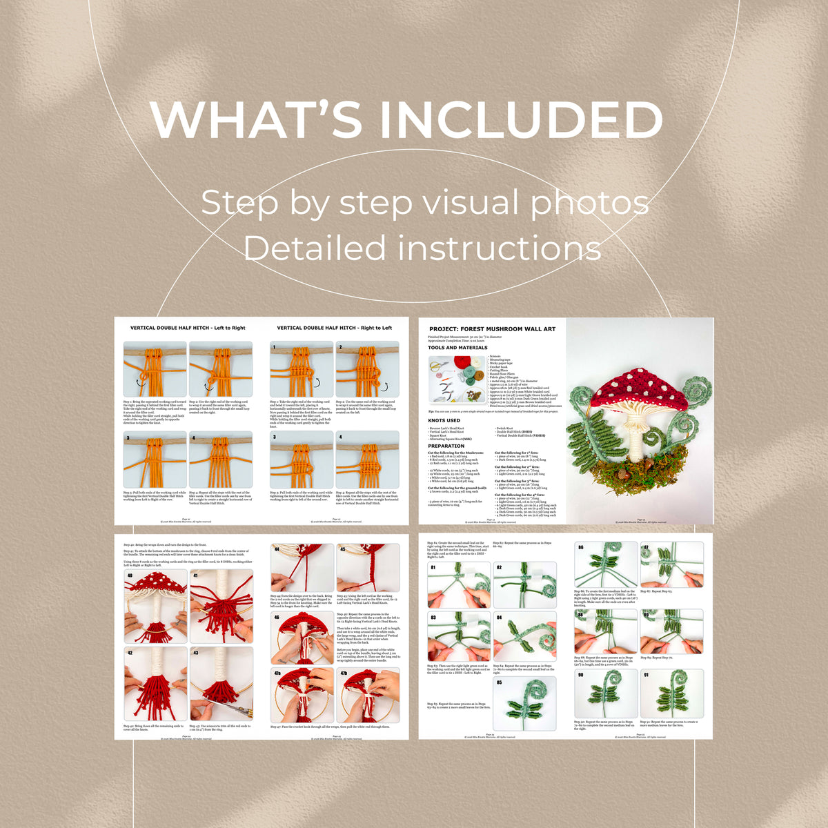 Forest Mushroom Wall Art - Digital PDF and Knot Guide