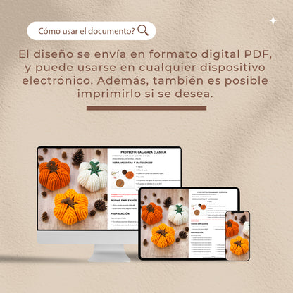 Mini Abóbora - Design Digital de Macramê em PDF com Guia de Nós
