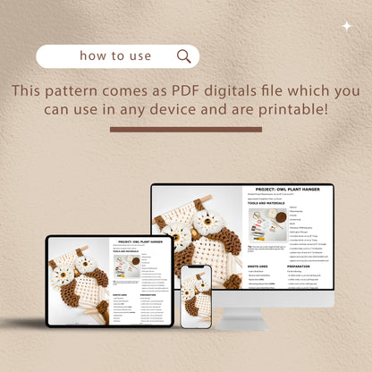Owl Plant Hanger - Digital PDF and Knot Guide
