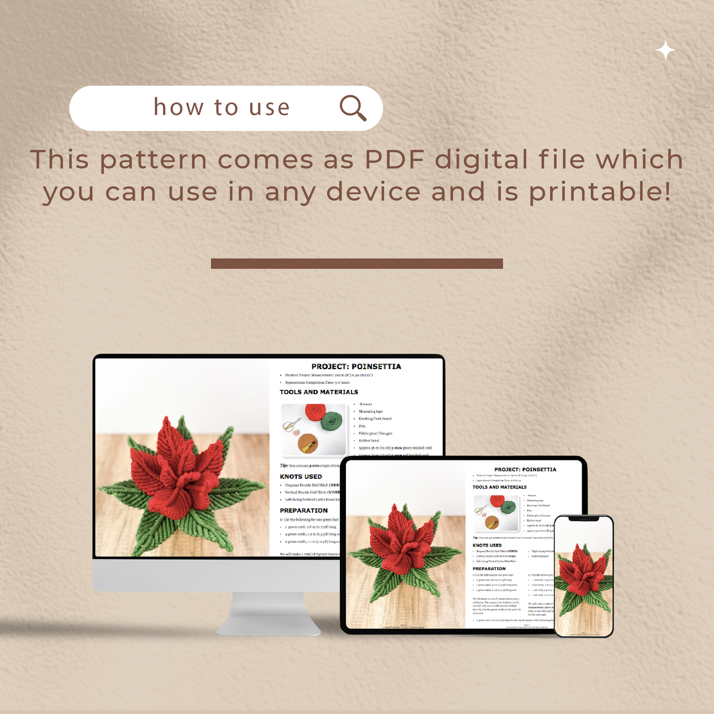 Macrame Poinsettia - Digital PDF and Knot Guide