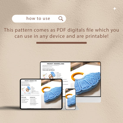 Borsa a conchiglia in macramè - Guida digitale in PDF e istruzioni per i nodi