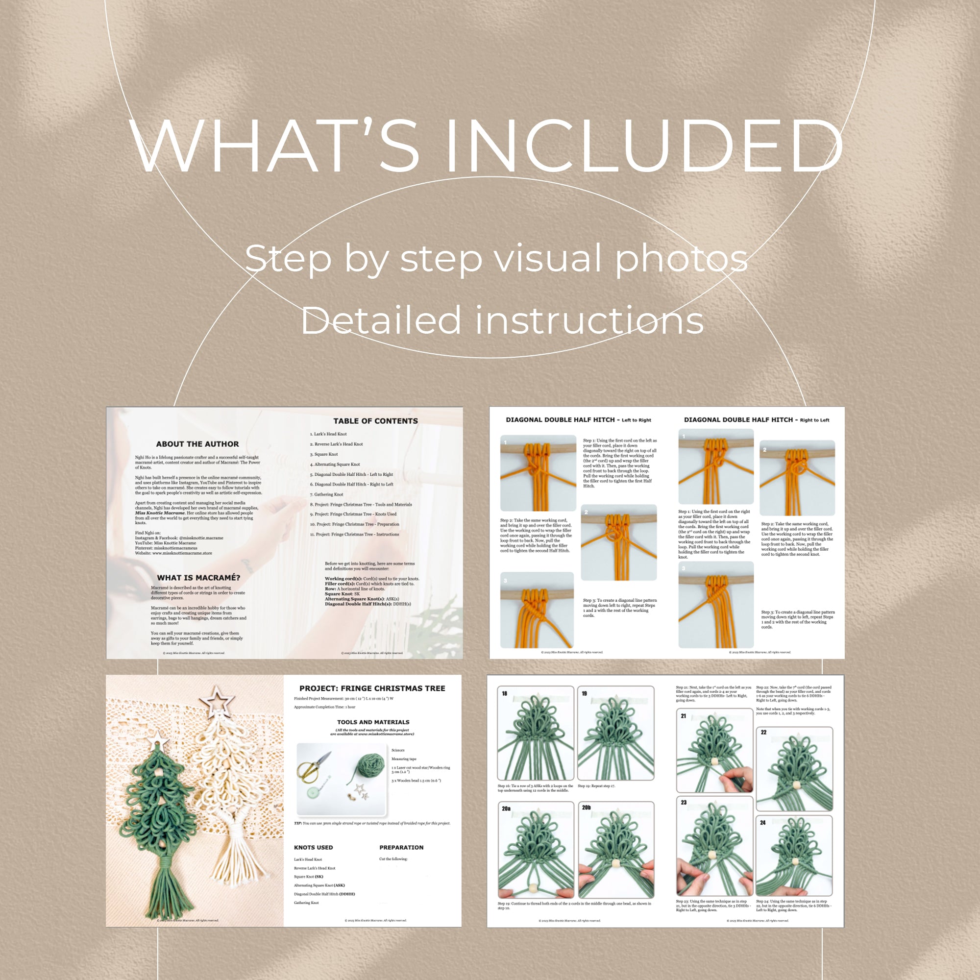 Árvore de Natal Macrame Fringe - PDF Digital e Guia do Nós