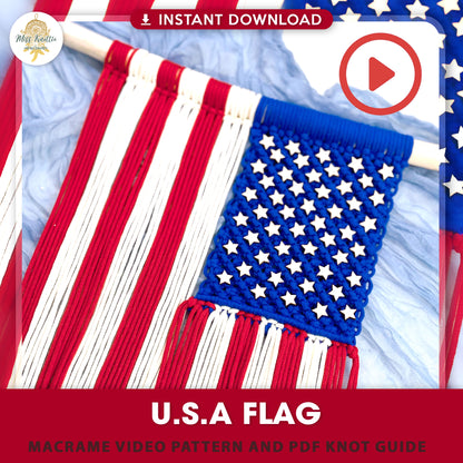 マクラメU。S.A フラッグ - ビデオの説明と PDF ノットガイド