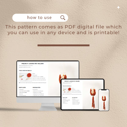 Macrame Leaves Pot Holder - Digital PDF and Knot Guide