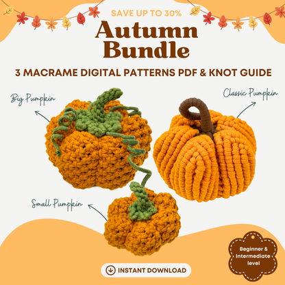 Makramee-Herbstpaket – 3 digitale PDFs und Knotenanleitungen