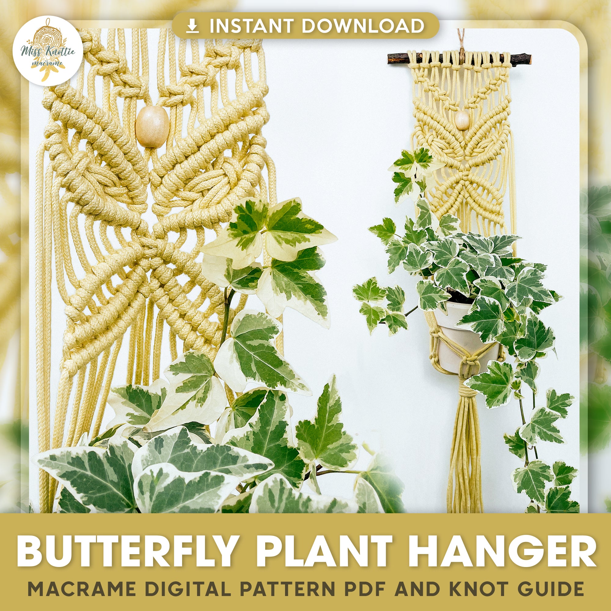 Percha de planta de mariposa-PDF digital y guía de nudo
