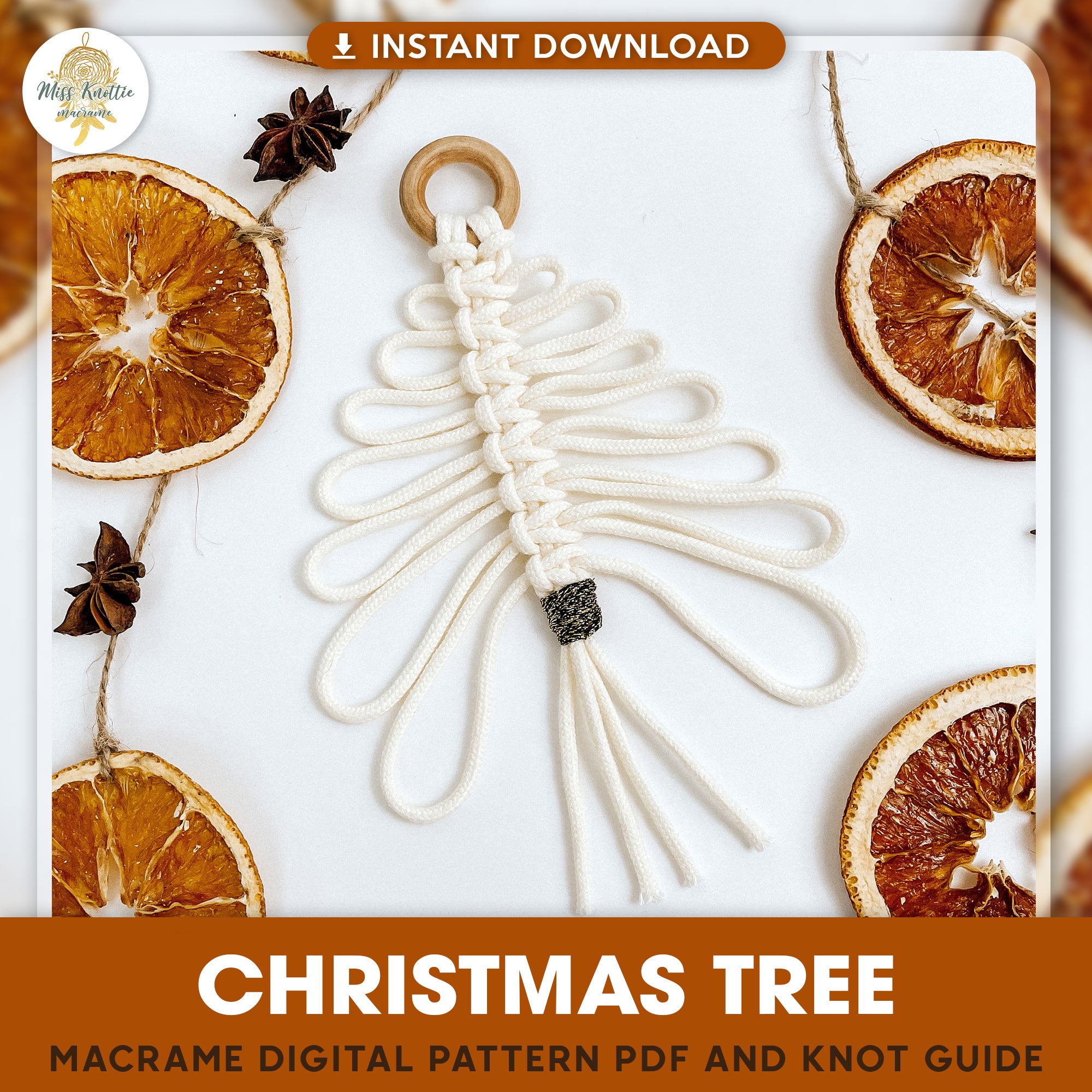 Patrón de árbol de Navidad-PDF digital y guía de nudo