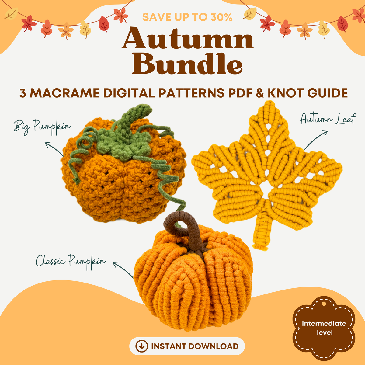 Macrame Autumn Bundle - 3 Digital PDFs and Knot Guides