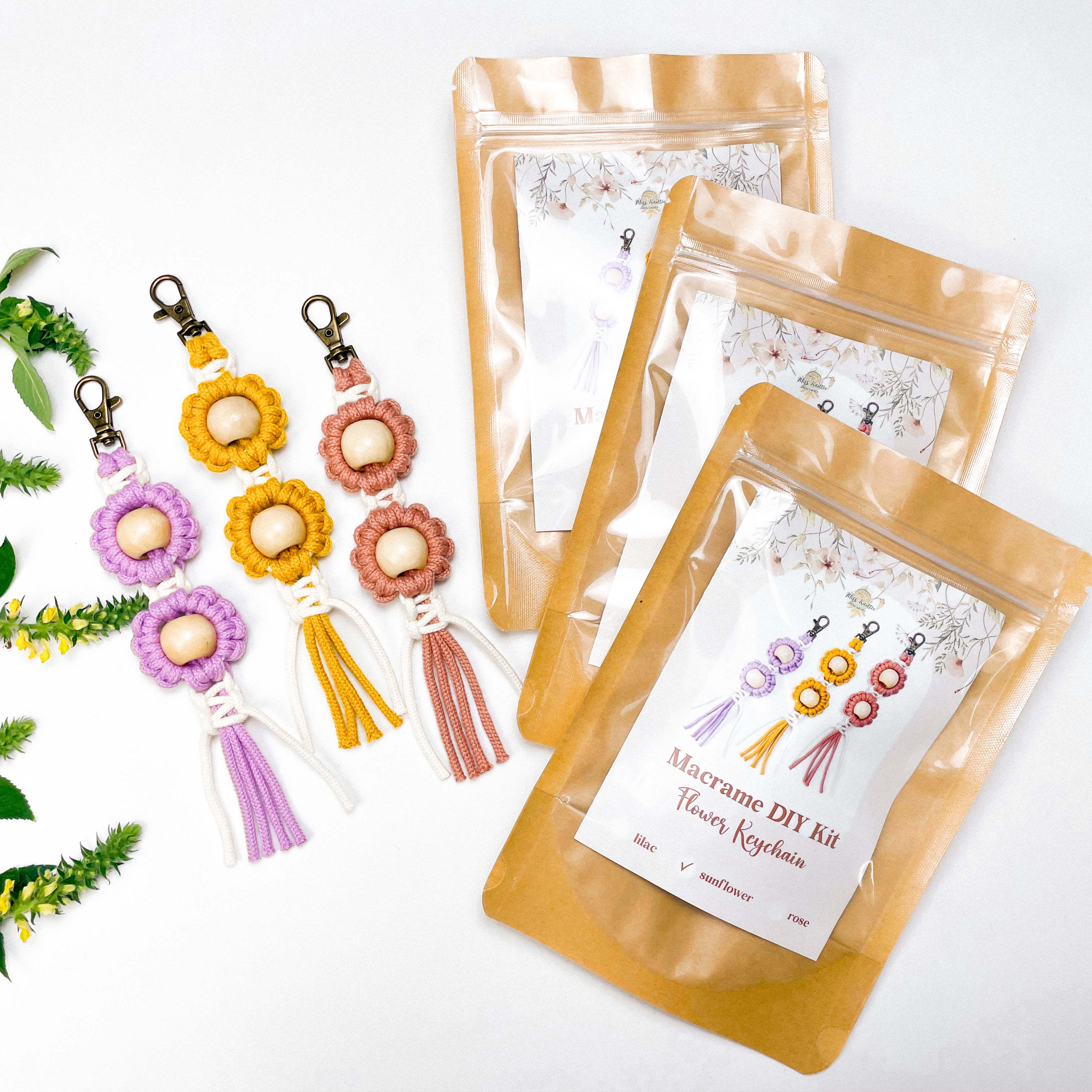 Flower Keychain DIY Macrame Kit