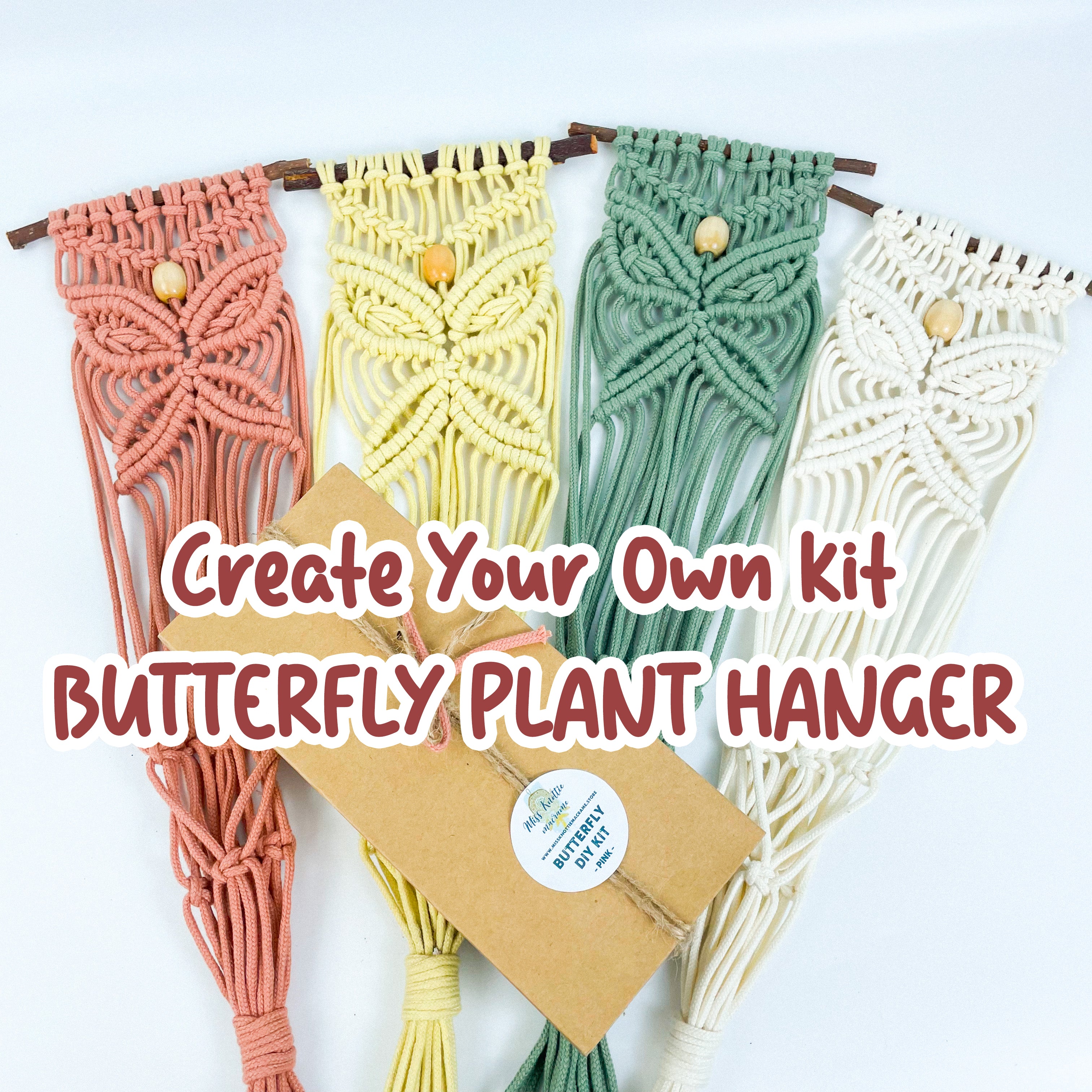 Kit de bricolaje - Macrame Butterfly Plant Percha - Crea tu propio kit