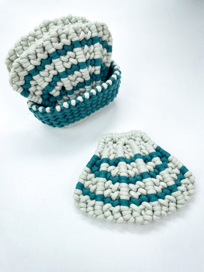Juego de posavasos de macramé con forma de concha marina - PDF digital y guía de nudos