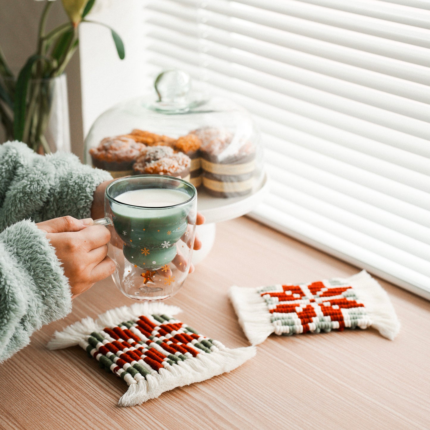 Pixel Christmas Coaster Pattern-Guida digitale PDF e Nastri