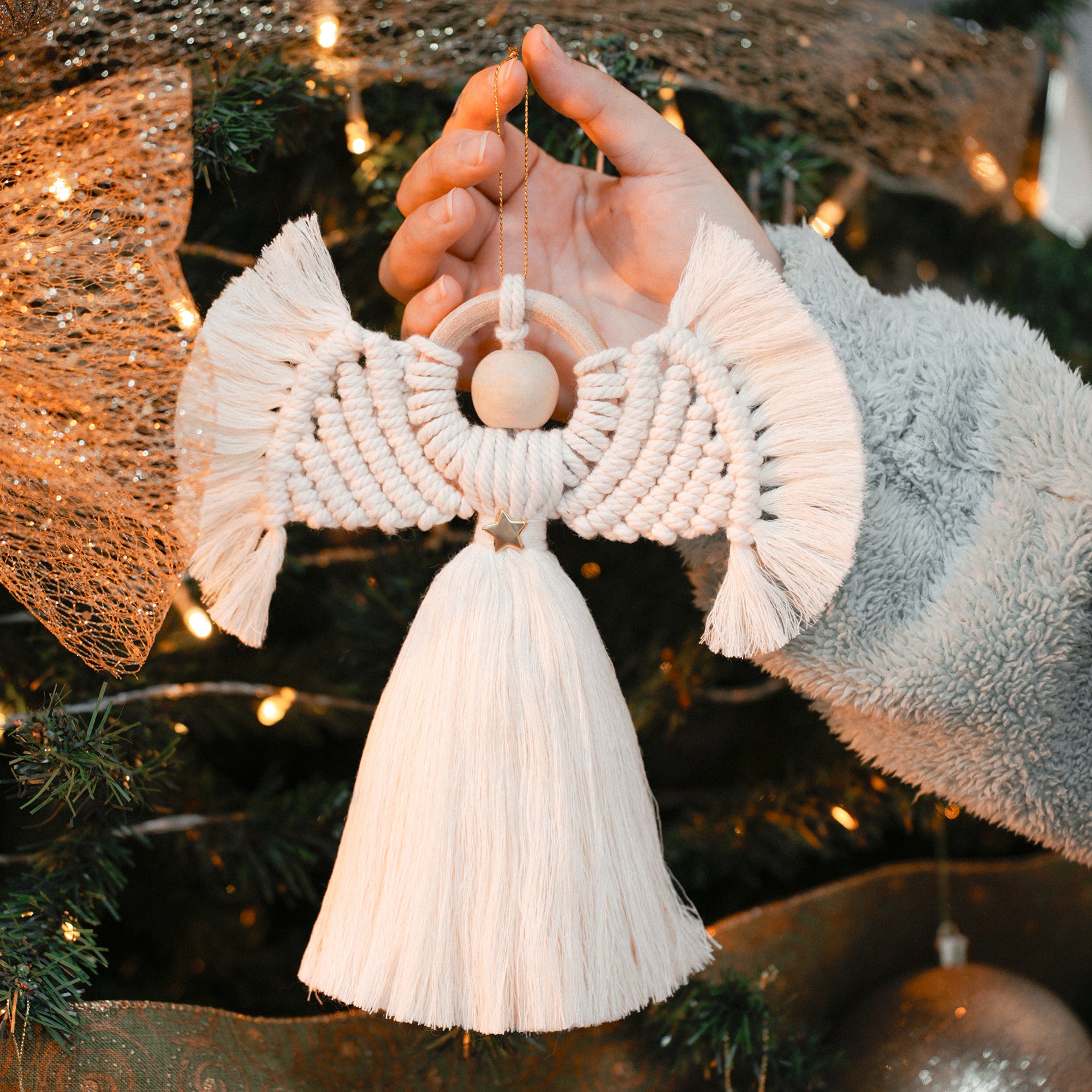 Macrame Christmas Angel Pattern - Guia Digital em PDF e Nós