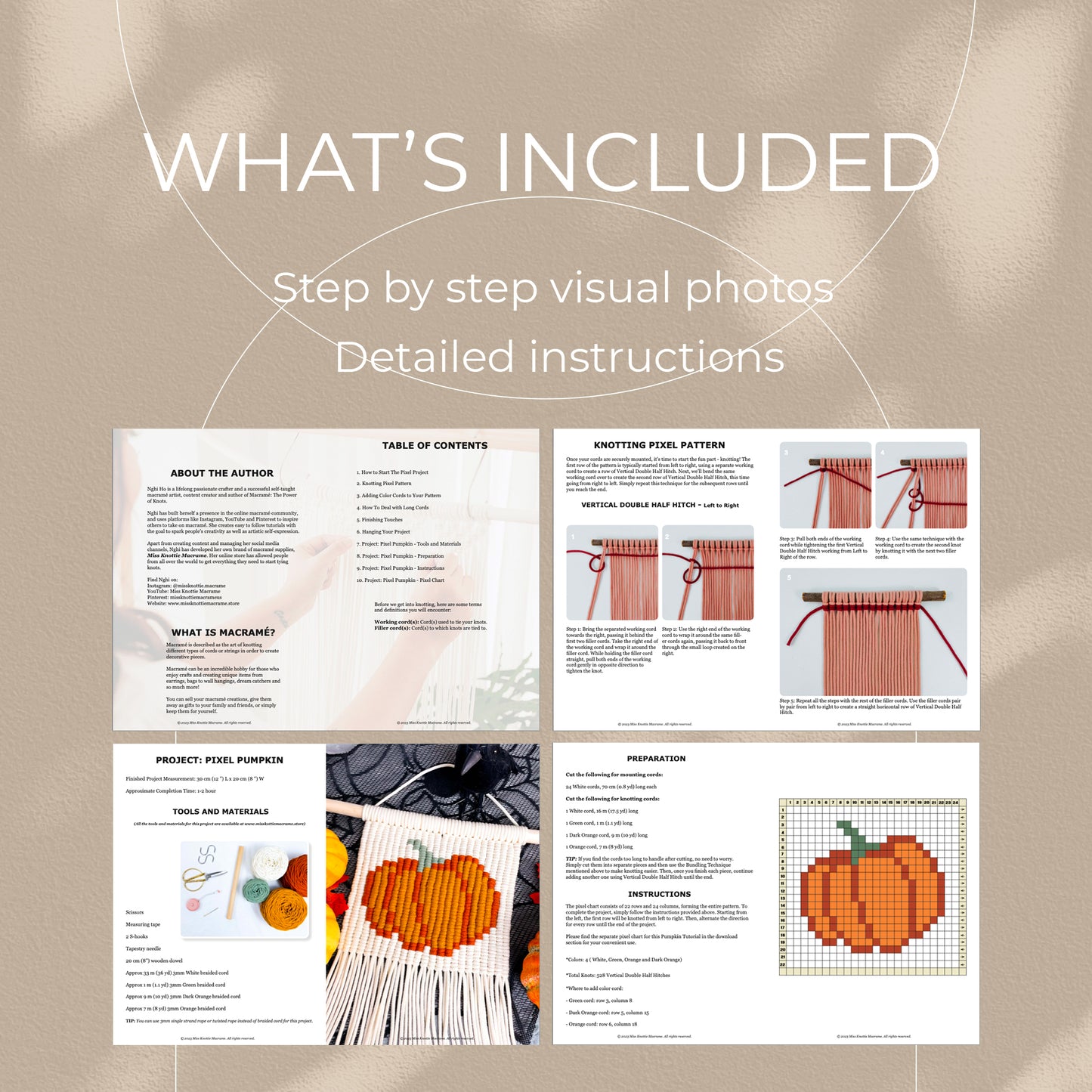 Pumpkin Pixel Pattern - Digital PDF and Knot Guide