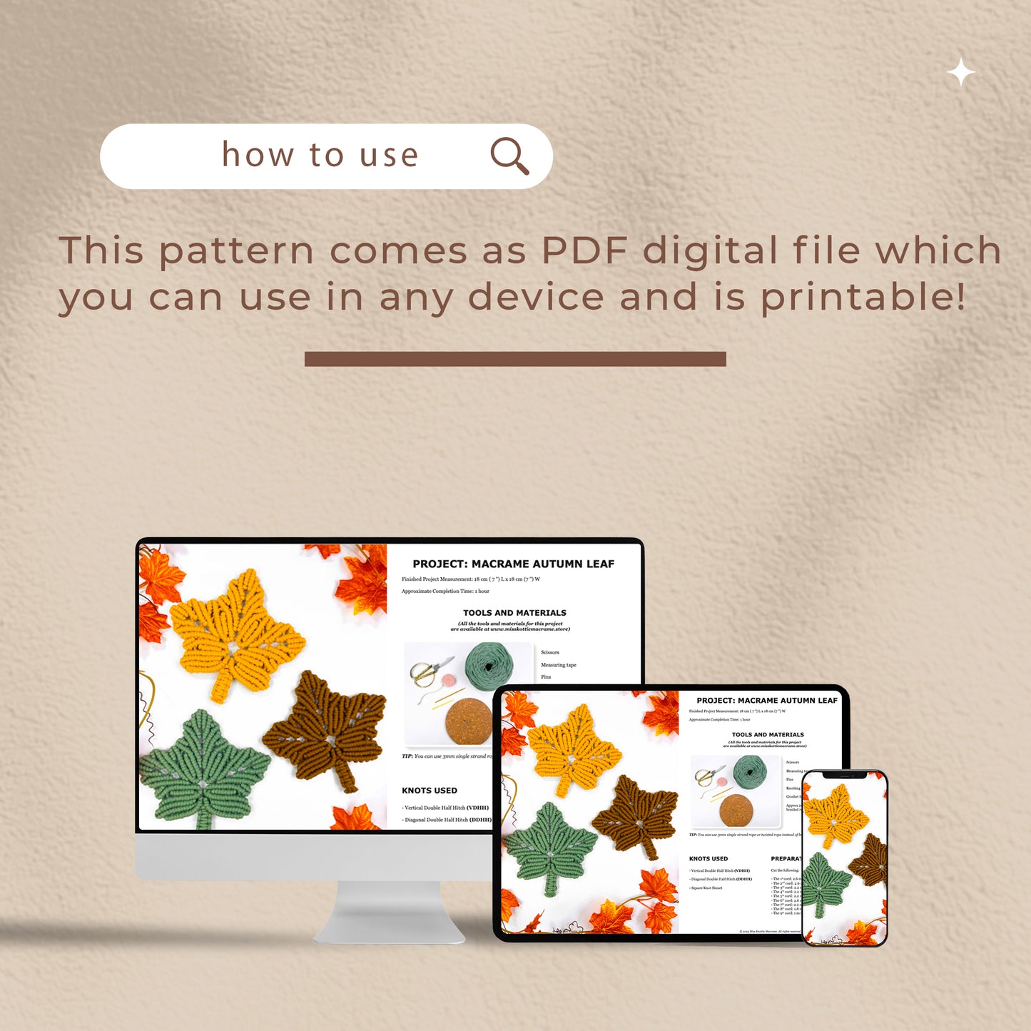 Macrame Autumn Leaf - Digital PDF and Knot Guide