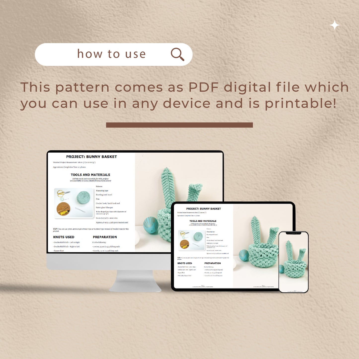 Macrame Easter Bundle - 3 Digital PDFs and Knot Guides