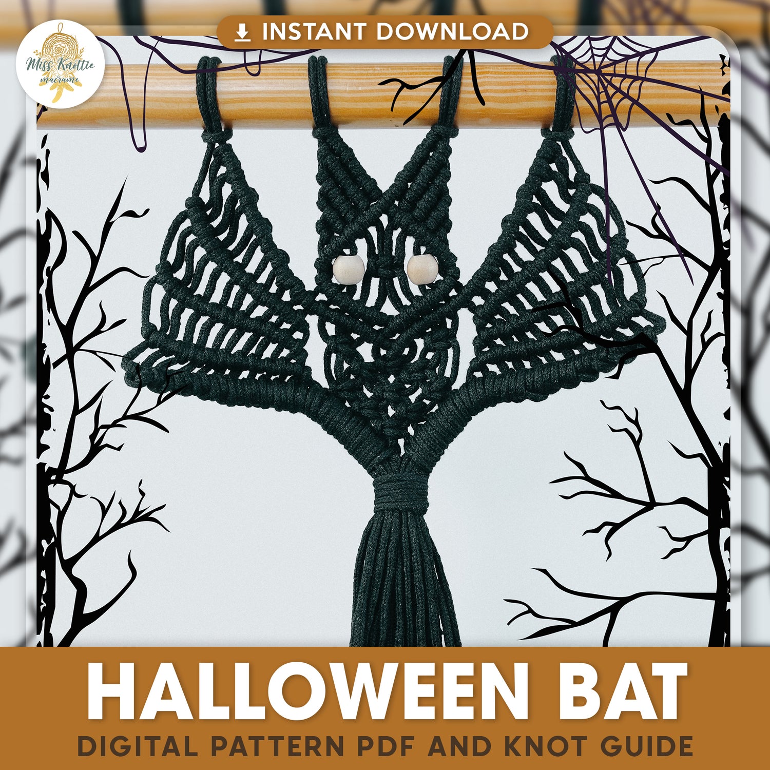 Halloween Bat - Digital Pattern PDF and Knot Guide