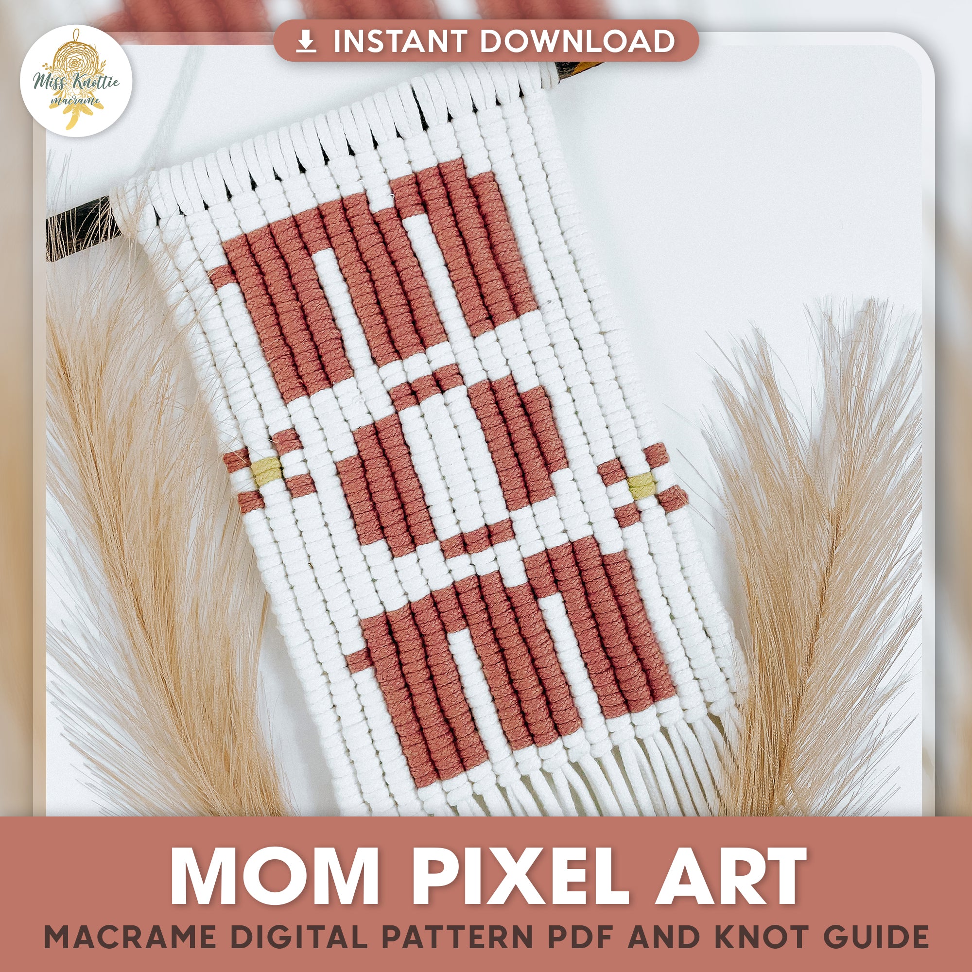 Patrón de píxeles de mamá-PDF digital y guía de nudo
