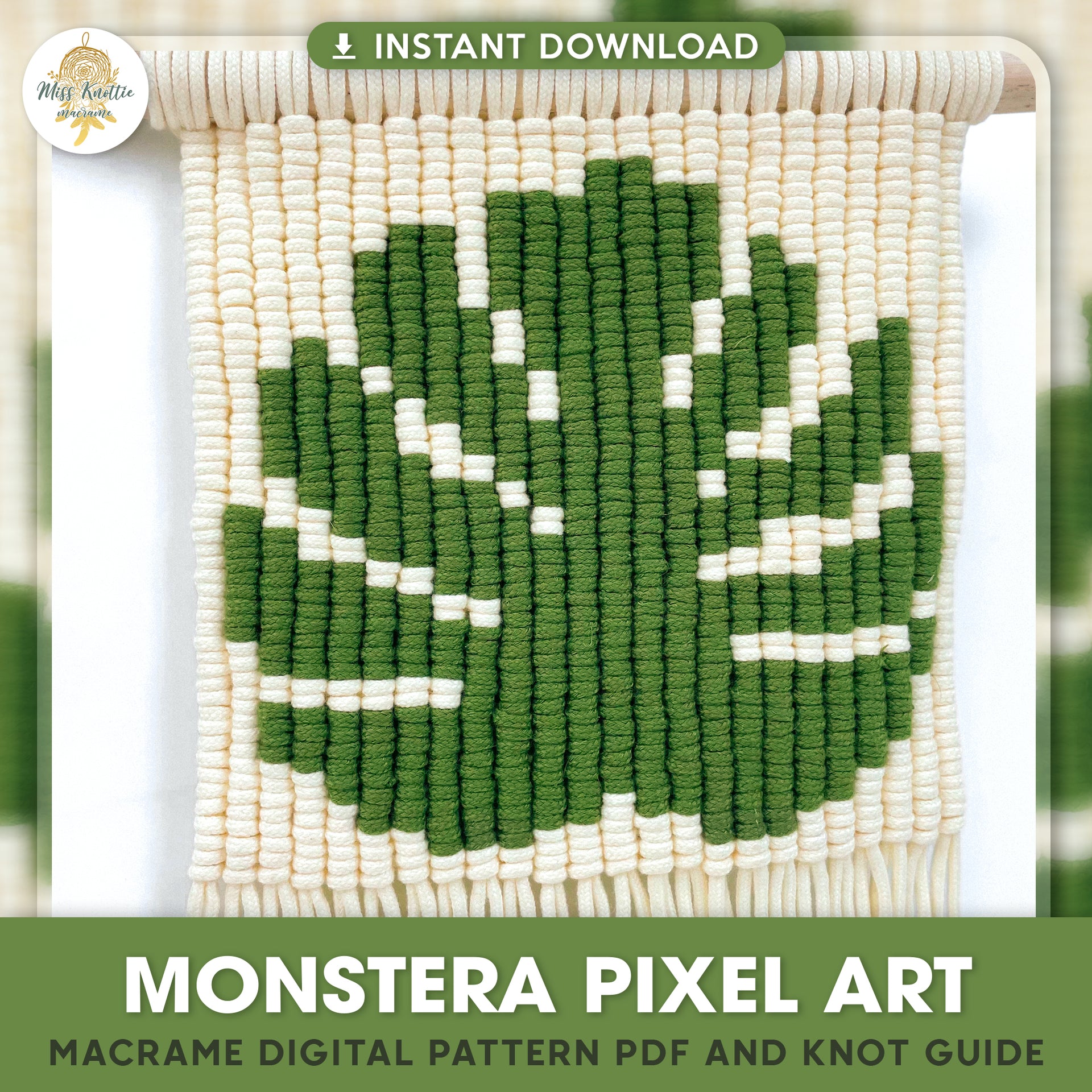 macrame monstera leaf Monstera Leaf Pixel Pattern