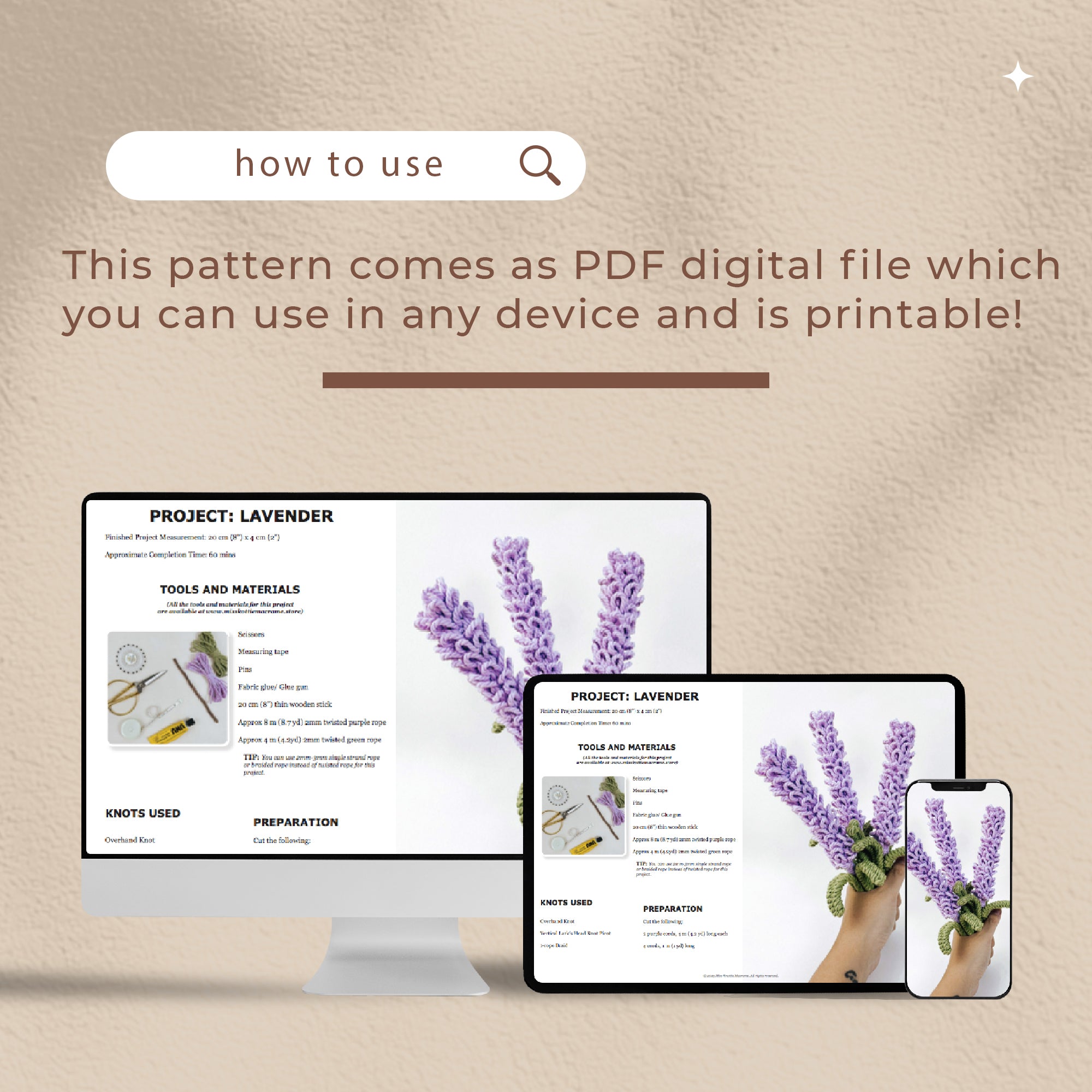Lavendel muster-Digitale PDF-und Knon anleitung