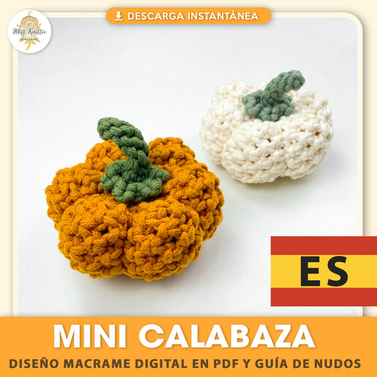 Mini Calabaza - Diseño Macrame Digital en PDF y Guía de Nudos