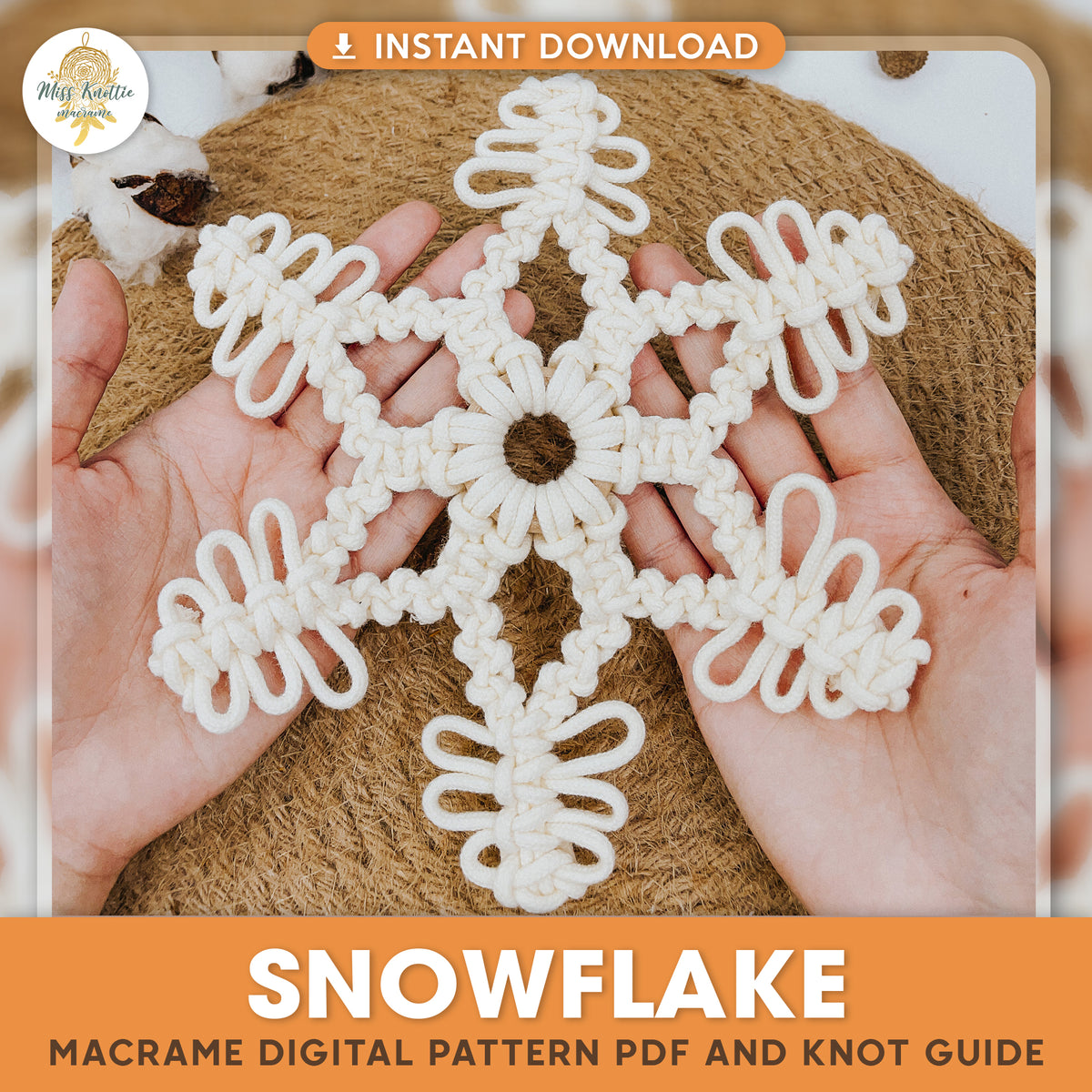 Macrame Snowflake Christmas Pattern - Digital PDF and Knot Guide – Miss ...